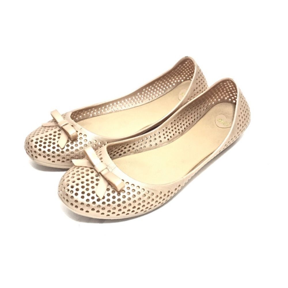 Melissa Gold Jelly Shoes Bow Flats Perforated 8